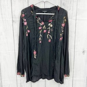 Lucky Brand 1X Bohemian Black Top